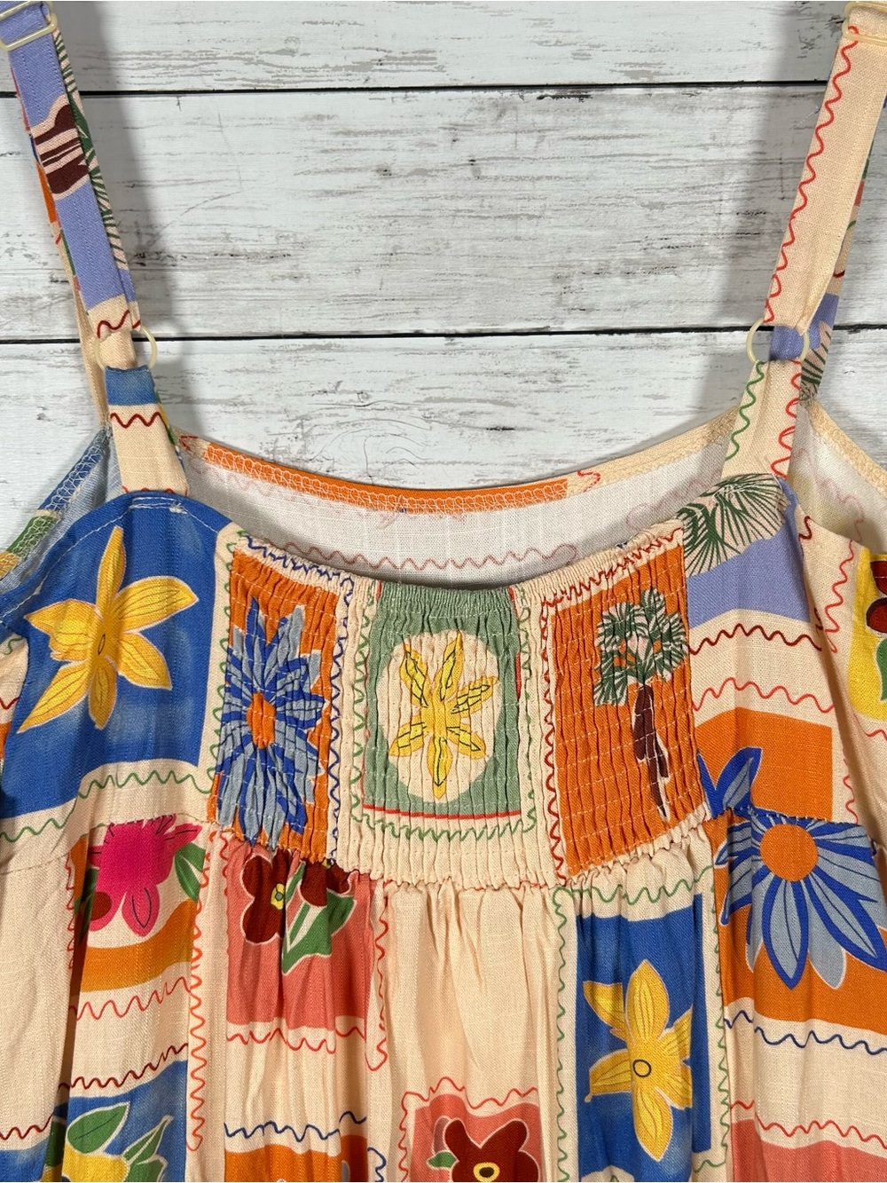 Anthropologie Kindred Floral Postcard Stamp Linen Blend Maxi Dress S NWT - Picture 6 of 6